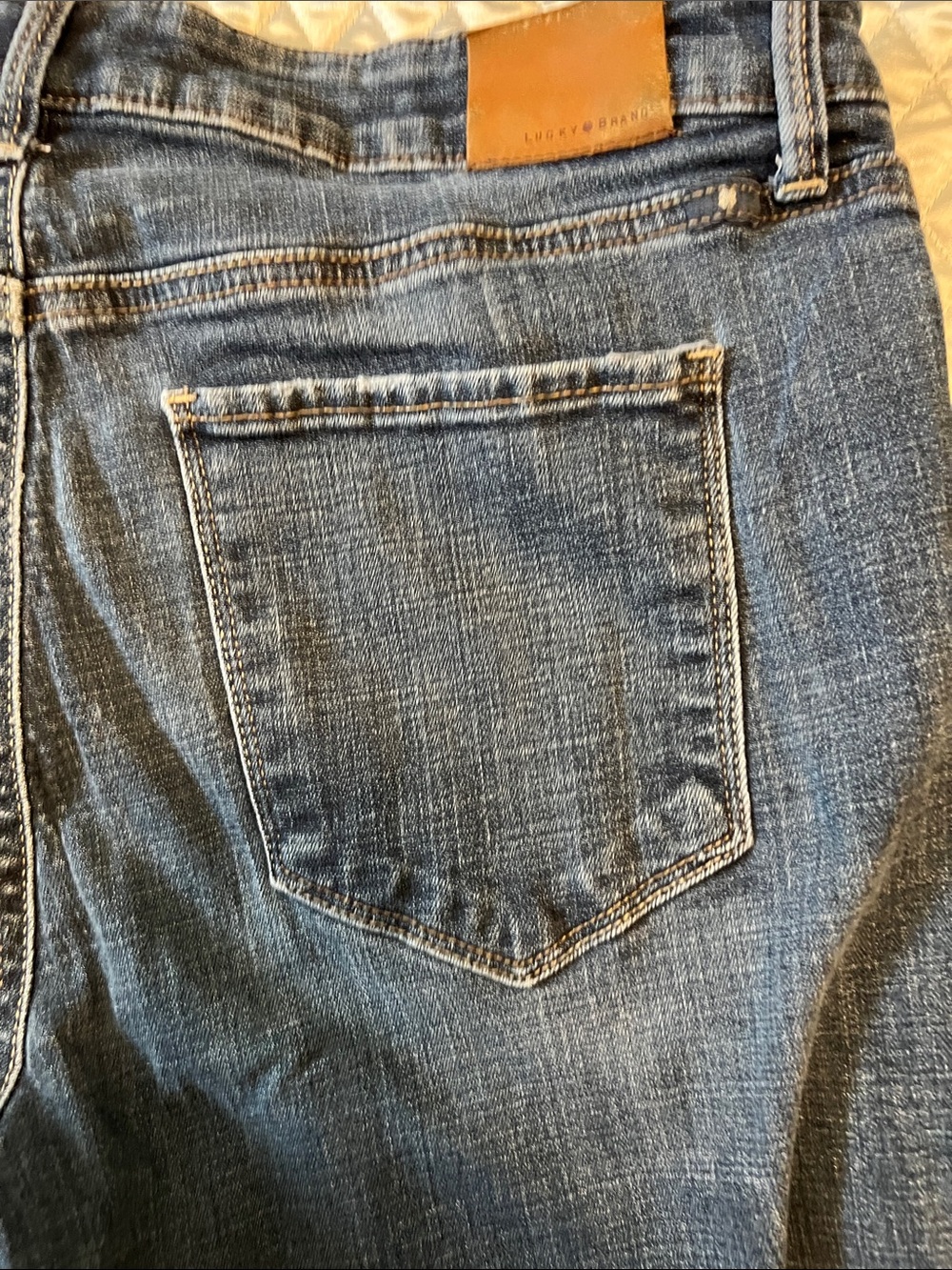 Lucky Brand Indigo Denim Jeans with Tan Leather Patch - Picture 7 of 14